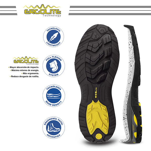 Zapato de Seguridad WSM para Dama, Ergonómico y muy ligero. Con casquillo de Policarbonato. Bota Industrial. Comet Lite