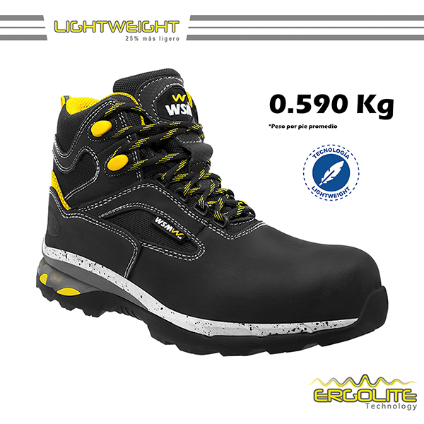 Zapato de Seguridad WSM para Dama, Ergonómico y muy ligero. Con casquillo de Policarbonato. Bota Industrial. Comet Lite