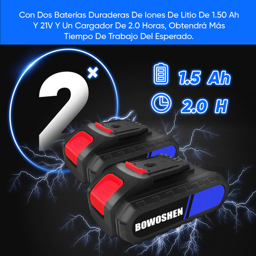 BOWOSHEN Taladro atornillador eléctrico 110V/220V 1400rpm Taladro Inalámbrico Destornillador Color Azul.