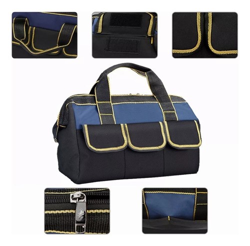Maleta De Herramientas Gran Capacidad Mochila Organizador Negro/Azul.
