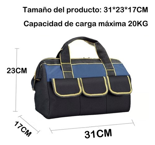 Maleta De Herramientas Gran Capacidad Mochila Organizador Negro/Azul.