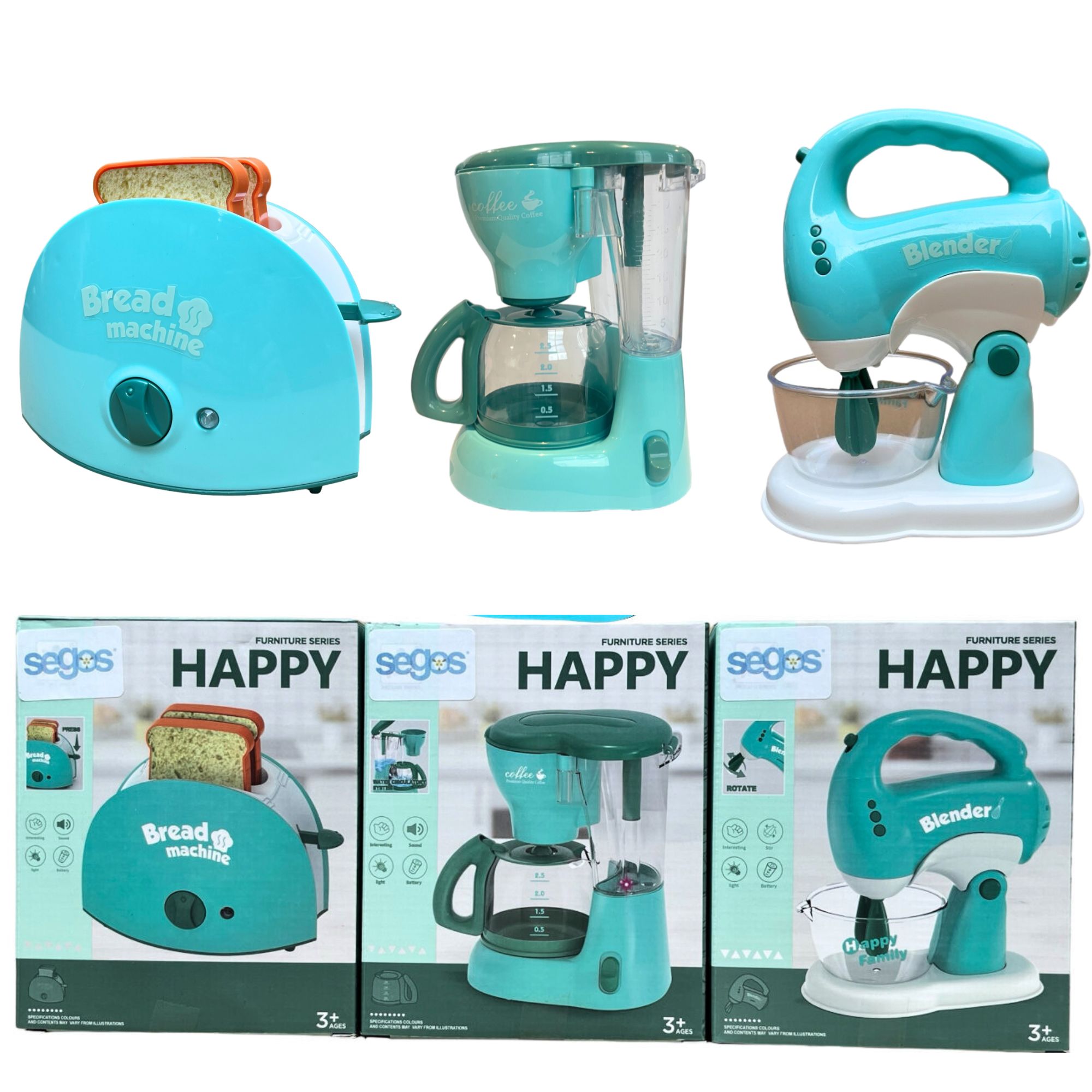 Juguete Electrodomésticos de Cocina Para Niños Cafetera Batidora Tostadora Juego de Cocina.