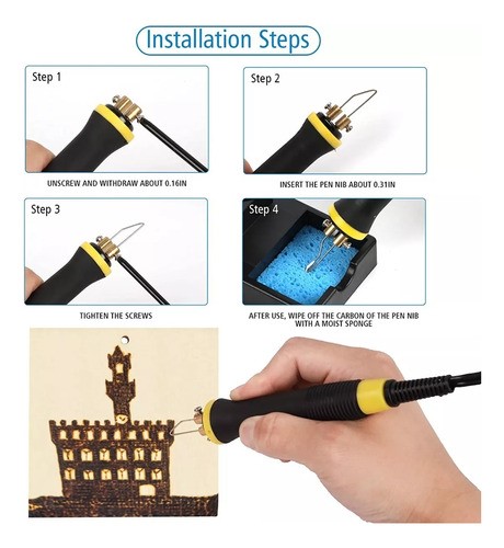 Cautin Pirograbador Puntas Temperatura Ajustable Madera 100w.