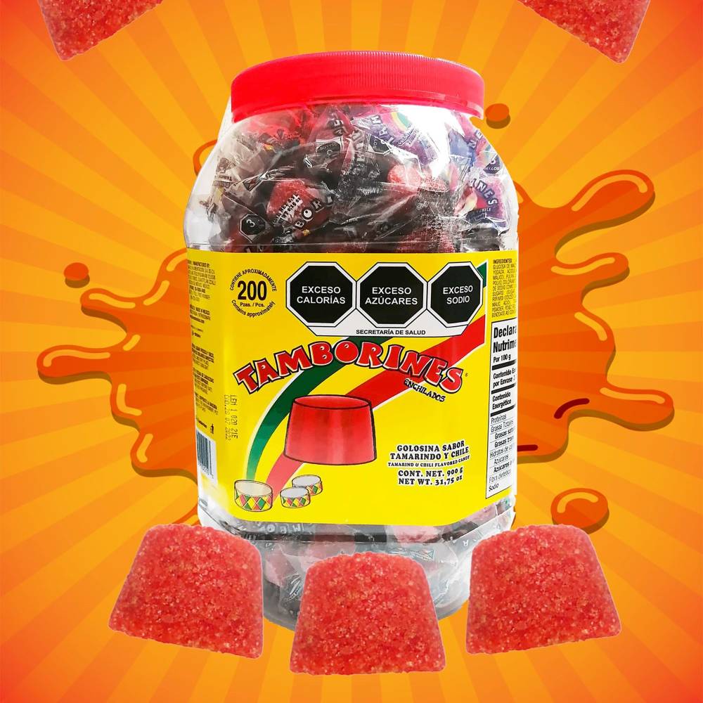 Dulce Tamborines Enchilados 200 Pzas Tamborcitos Tamarindo.