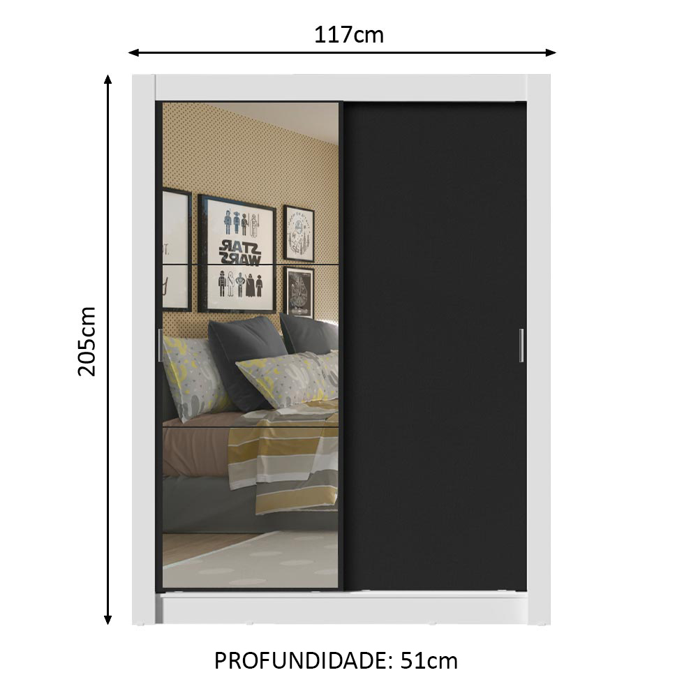 Ropero Closet Madesa 2 Puertas 1 Espejo BN