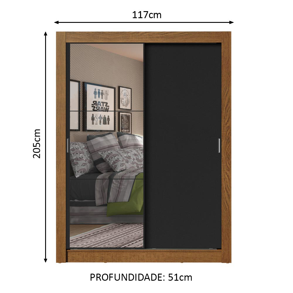 Ropero Closet Madesa 2 Puertas 1 Espejo MN