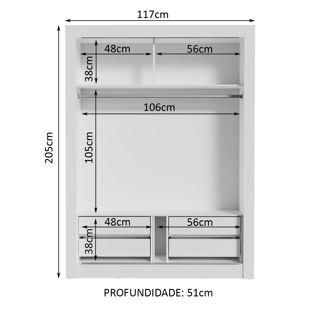 Ropero Closet Madesa 2 Puertas BN