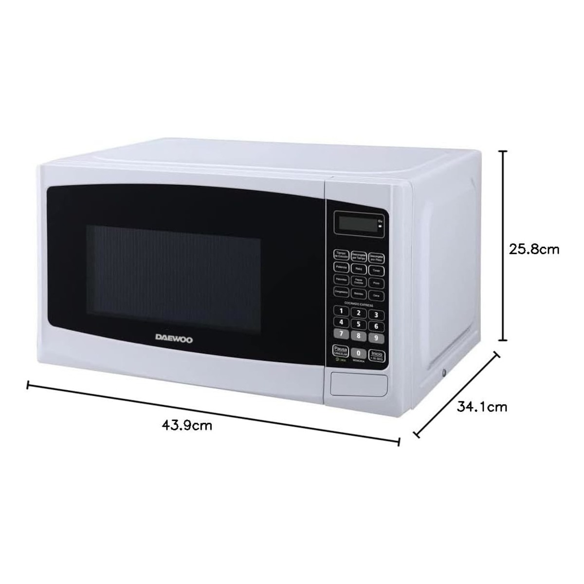 Horno Microondas DAEWOO 0.7p3 700W descongelación blanco.