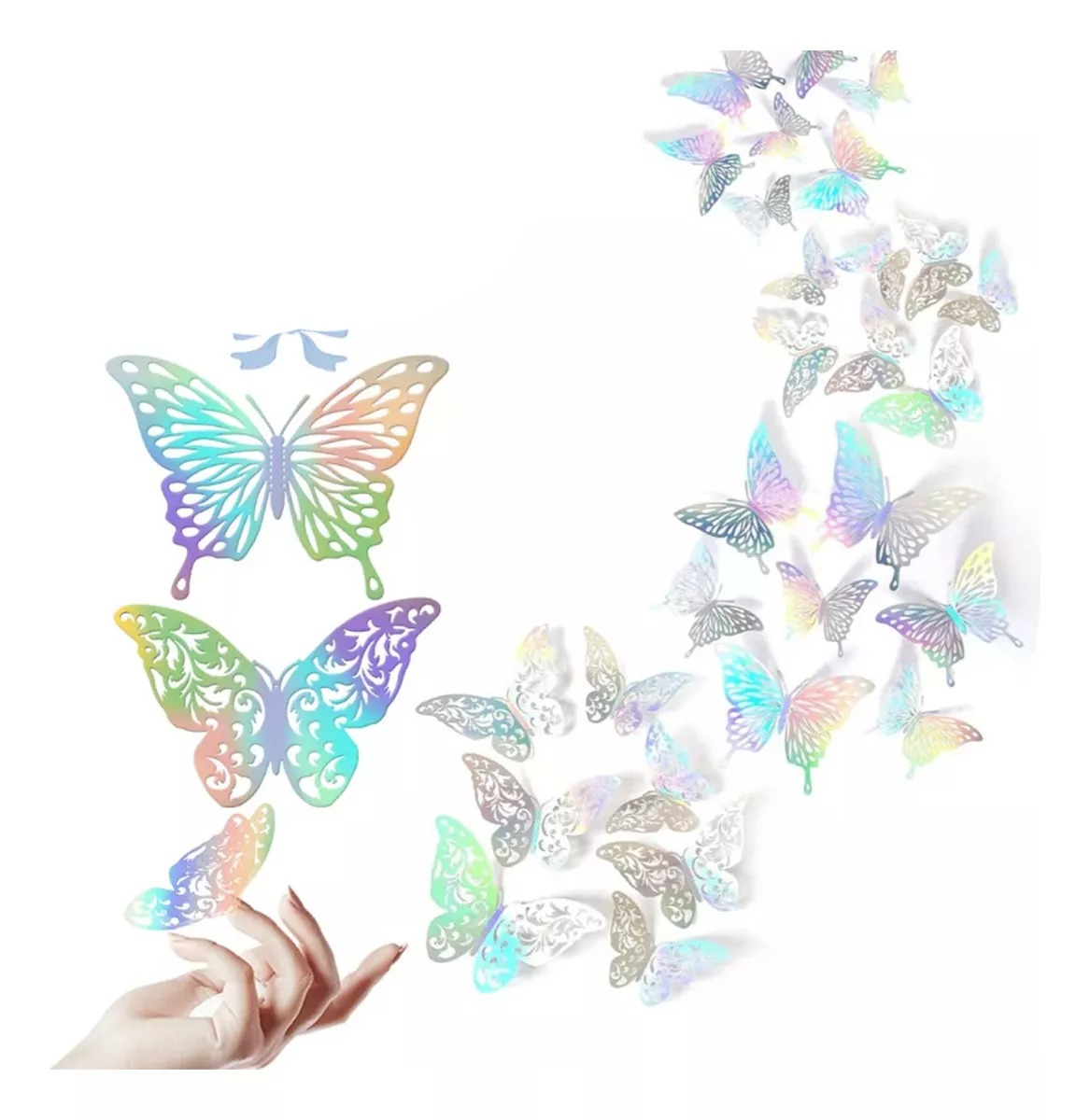 72pzs Mariposas Decorativas, 3d Pared Colore Metalicos .