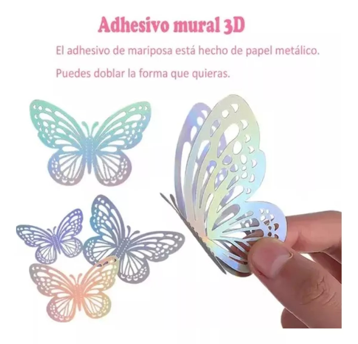 72pzs Mariposas Decorativas, 3d Pared Colore Metalicos .