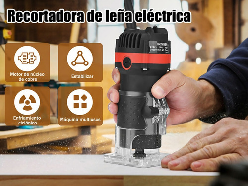 Router Rebajadora Eléctrica De Madera KB 800 110V Fresadora 800w Y Negro.