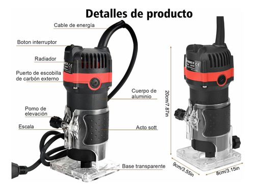 Router Rebajadora Eléctrica De Madera KB 800 110V Fresadora 800w Y Negro.