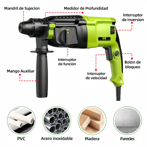 Rotomartillo Taladro Cincelador Perforador Sds-plus 1200w.
