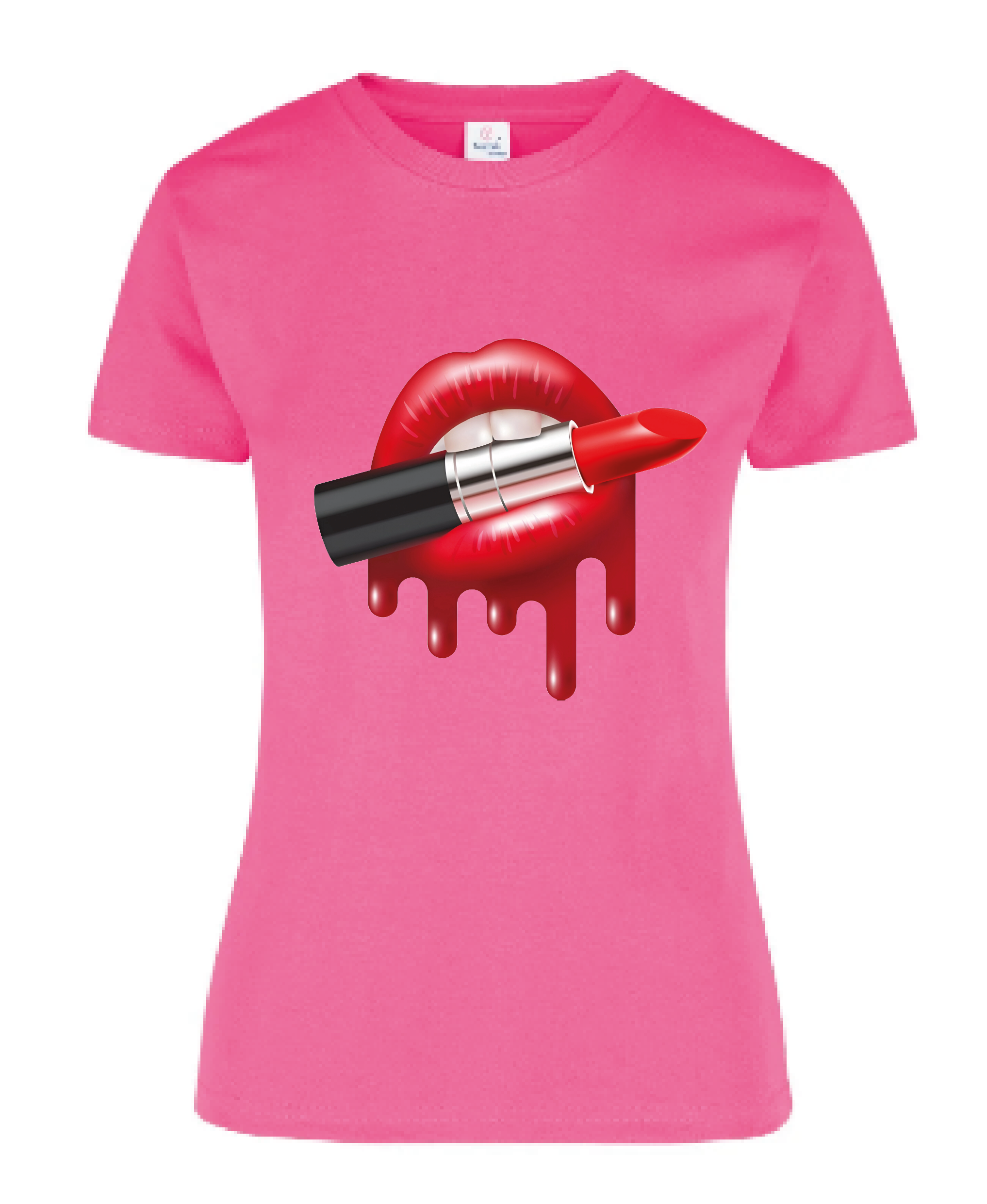 Playera Camiseta Blusa de moda para mujer Labios Rojos con Lipstick
