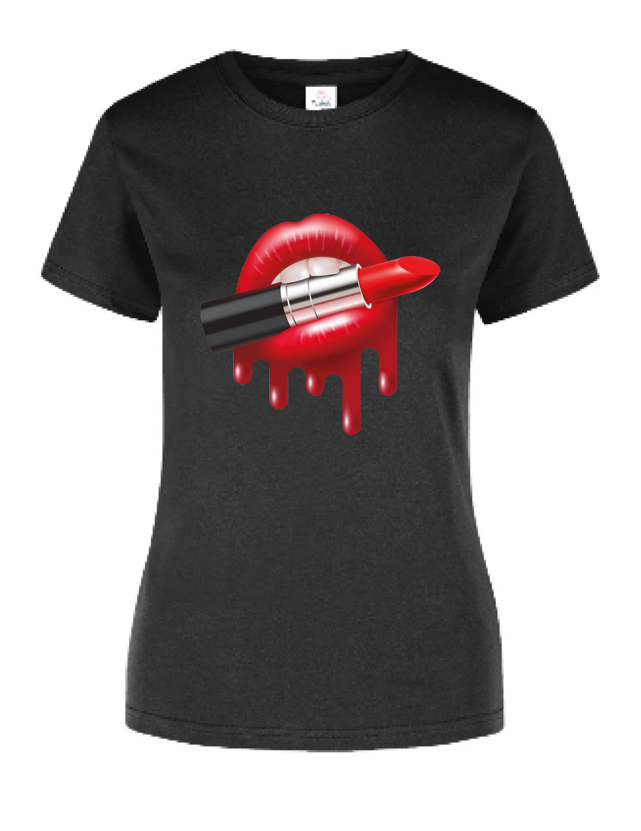 Playera Camiseta Blusa de moda para mujer Labios Rojos con Lipstick
