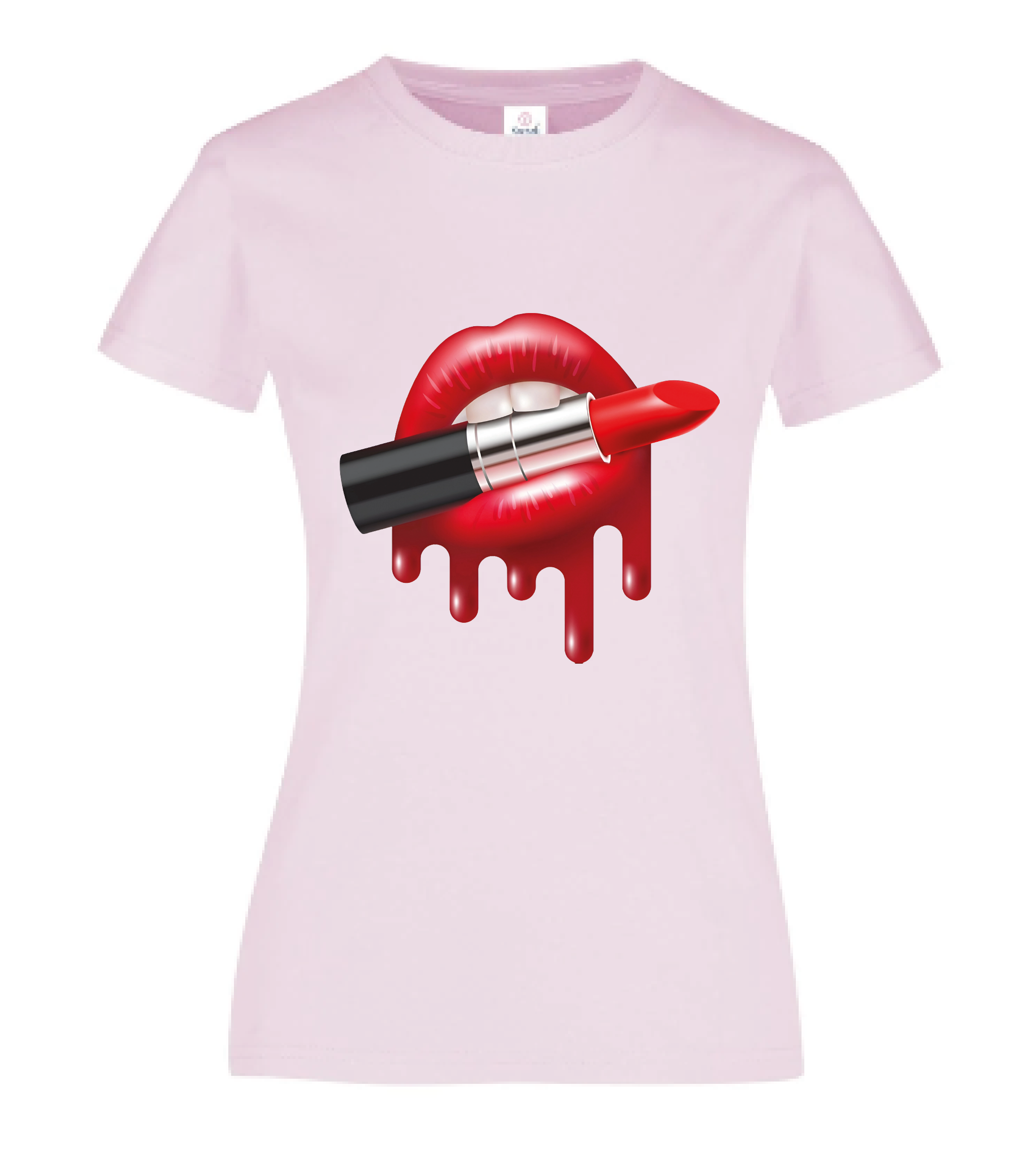 Playera Camiseta Blusa de moda para mujer Labios Rojos con Lipstick