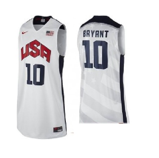 Nuevo! Jersey Dream Team USA Olimpiadas Londres 2012 Kobe Bryant 10 Blanco Talla M.