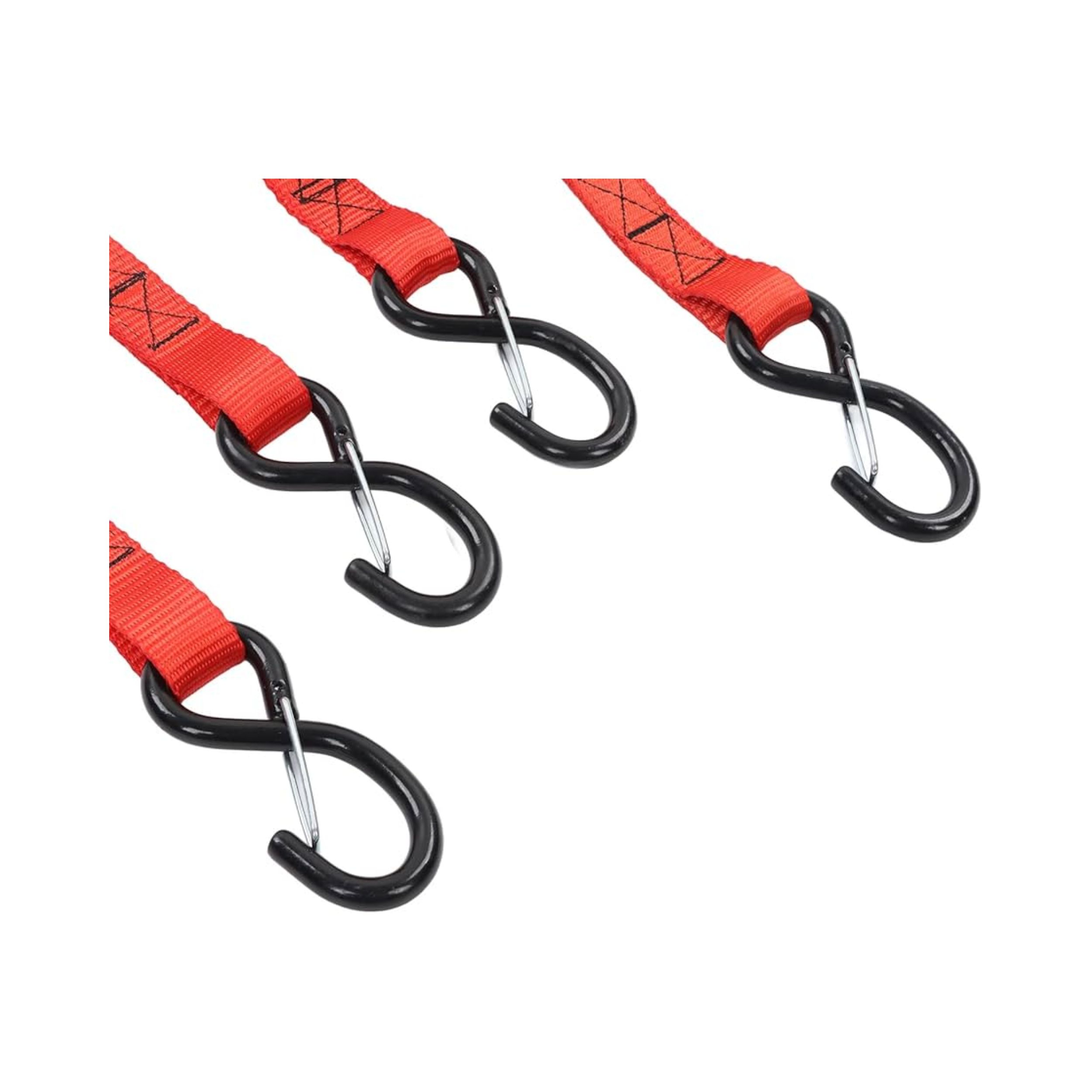 Correas de Sujeción de Carga de 1 Pulgada x 4 Metros, Carga Máxima 675 KG Set de 4 Piezas.