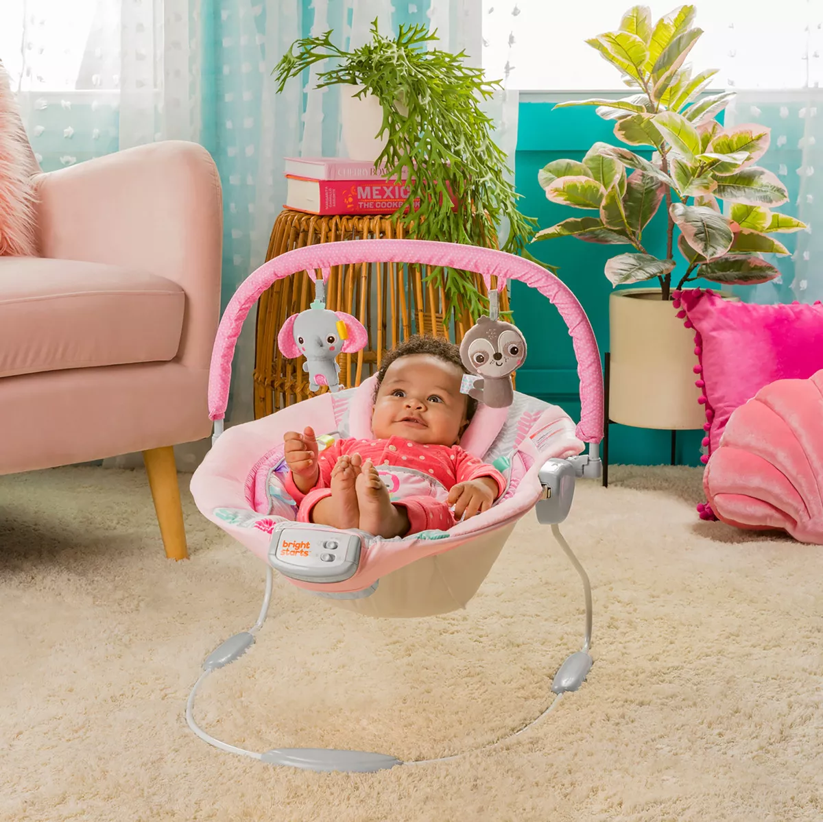 Bouncer Silla Mecedora Bright Starts Jungle Vines Rosa