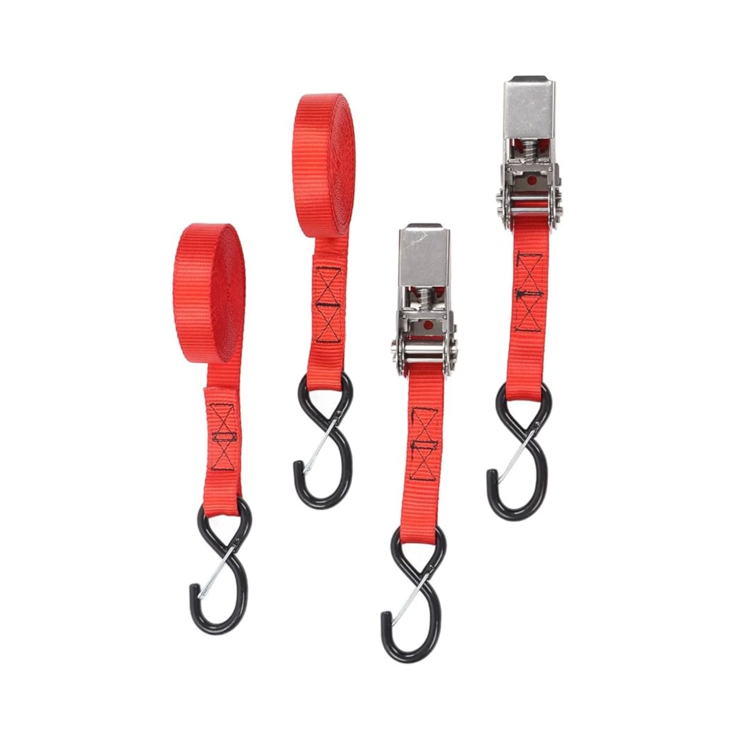 Correas de Sujeción de Carga de 1 Pulgada x 4 Metros, Carga Máxima 675 KG Set de 4 Piezas.