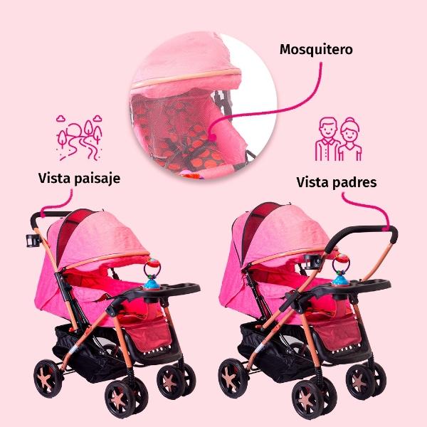 Carriola Starkids Linx Reversible Mosquitero Reclinable Rosa