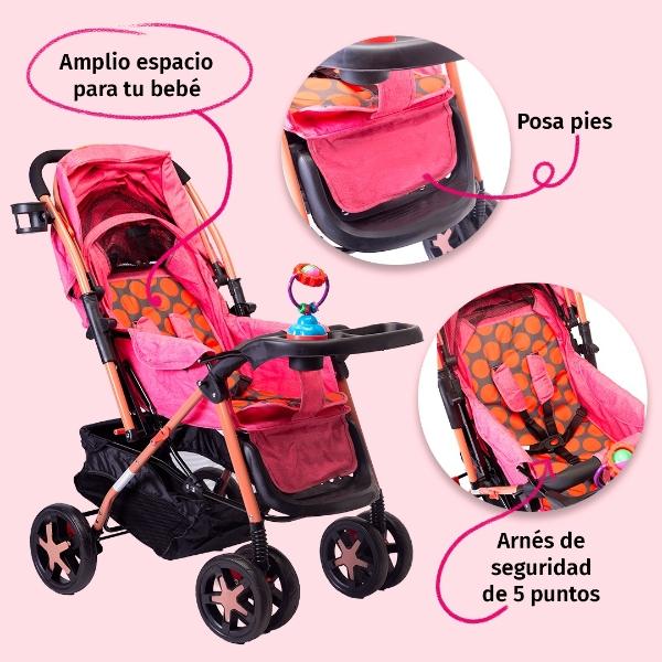 Carriola Starkids Linx Reversible Mosquitero Reclinable Rosa
