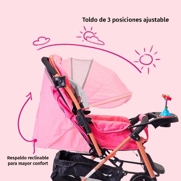Carriola Starkids Linx Reversible Mosquitero Reclinable Rosa