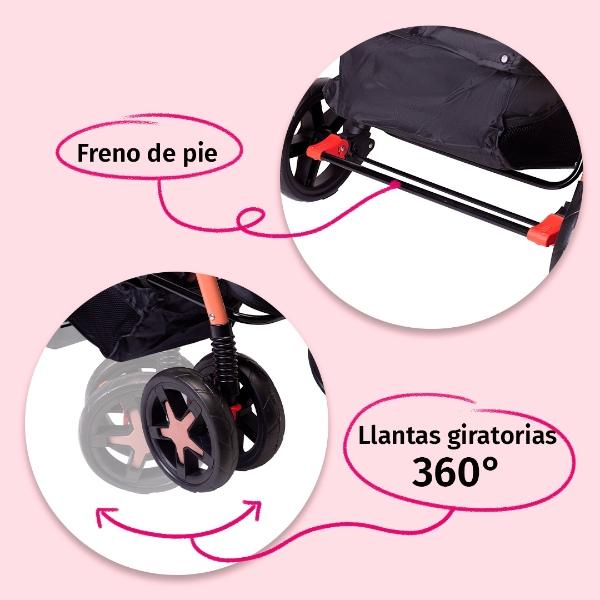Carriola Starkids Linx Reversible Mosquitero Reclinable Rosa