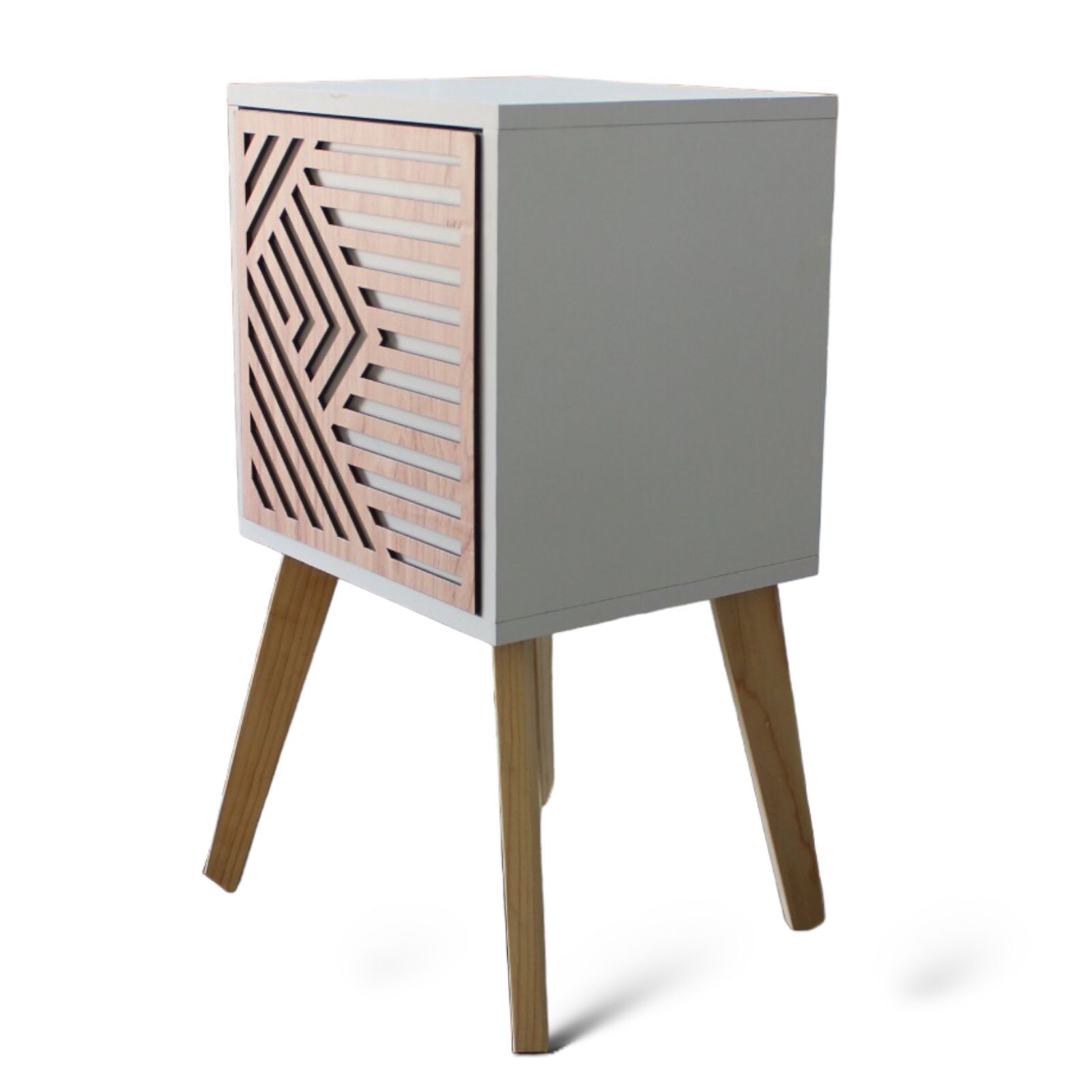 Buro Recamara Mueble Incluye Luz Led Minimalista Blanco Relieve Ensamblado.