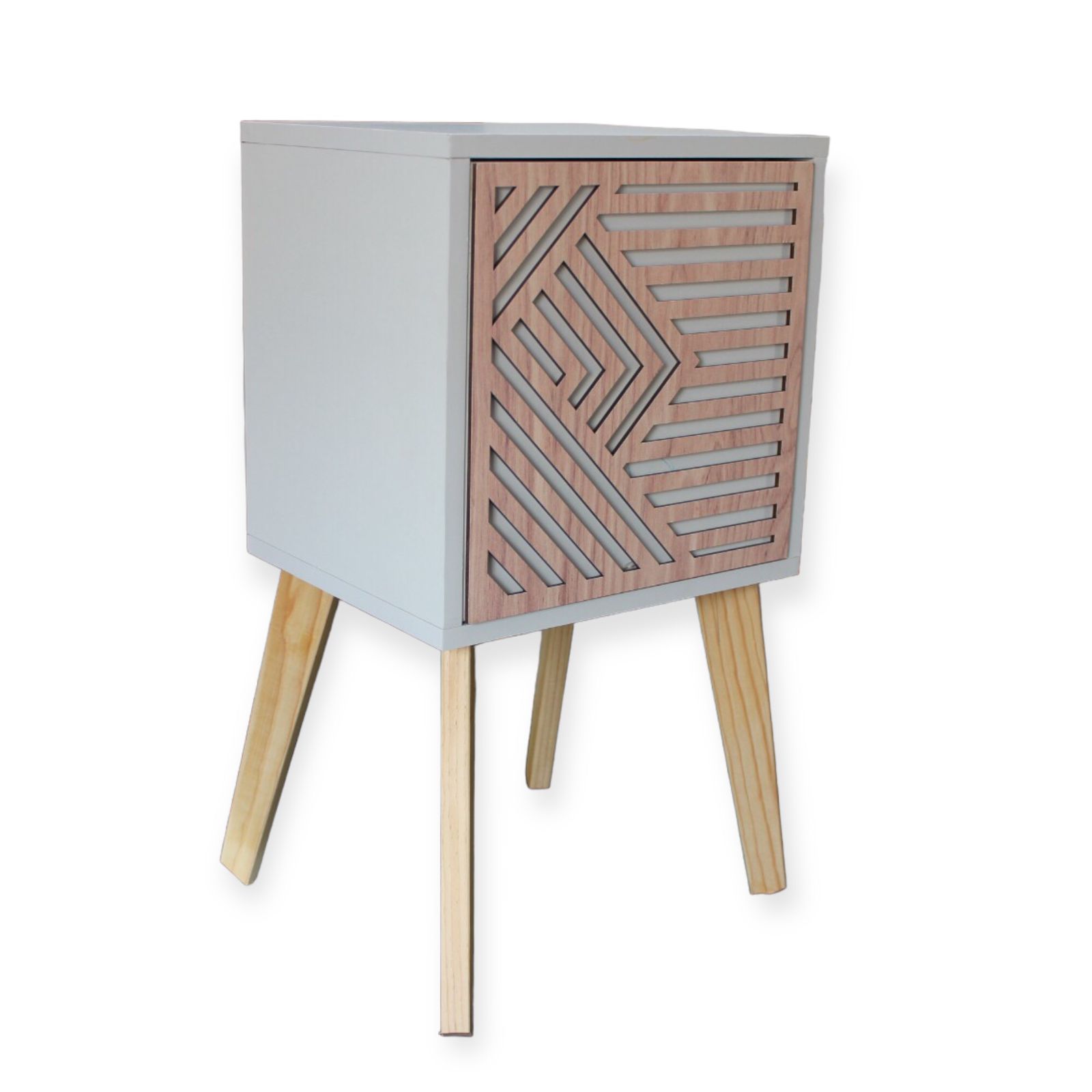 Buro Recamara Mueble Incluye Luz Led Minimalista Blanco Relieve Ensamblado.