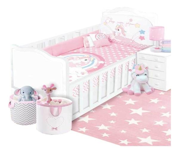 Set Edredon Cuna Cama Corral Baby Baby 6 Piezas Unicornio