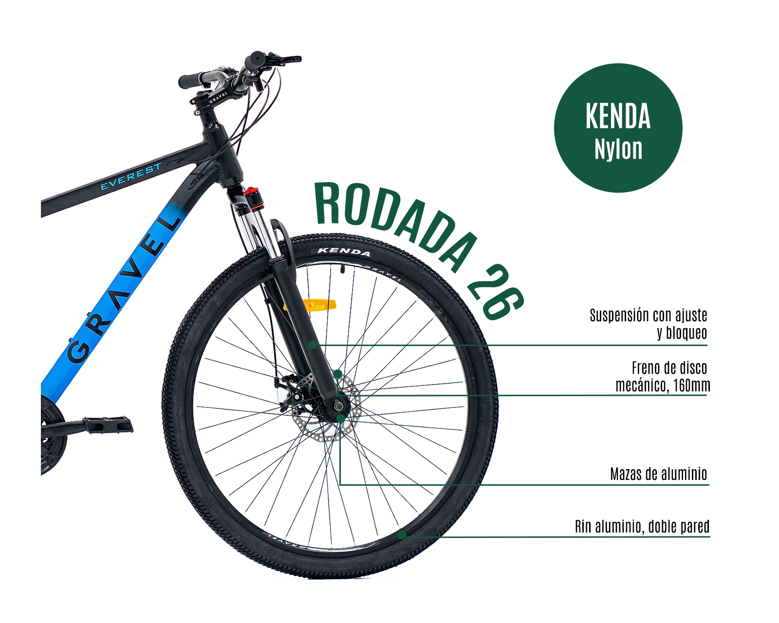 BICICLETA MTB EVEREST R26 AZUL.