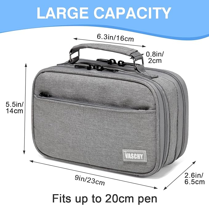Estuche Grande,VASCHY Estuches Lápices Papelería con Compartimento para Colegio Oficina Trabajo.