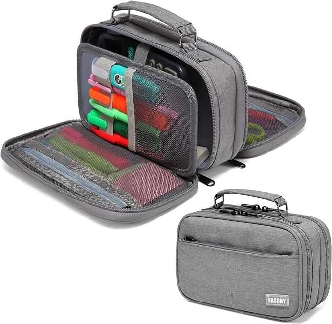 Estuche Grande,VASCHY Estuches Lápices Papelería con Compartimento para Colegio Oficina Trabajo.