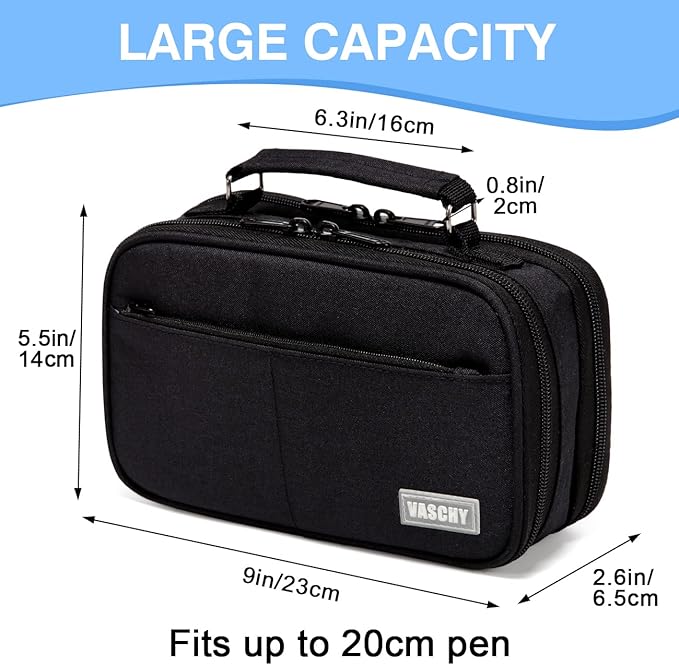 Estuche Grande,VASCHY Estuches Lápices Papelería con Compartimento para Colegio Oficina Trabajo.