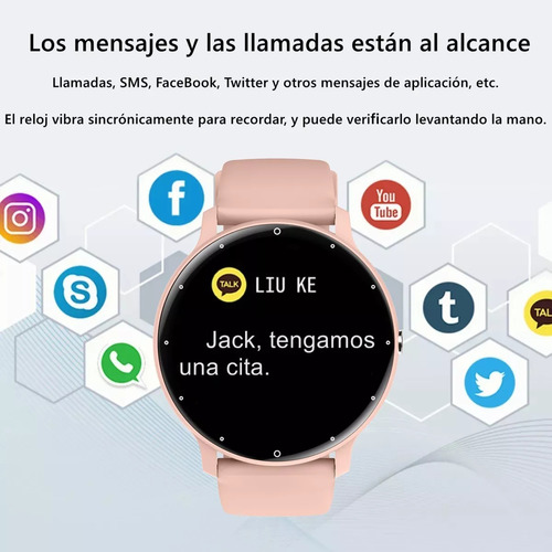 Smartwatch Reloj De Silicona De Moda S32 Reloj Deportivo Int Caja Dorado Correa Rosa Bisel Dorado.