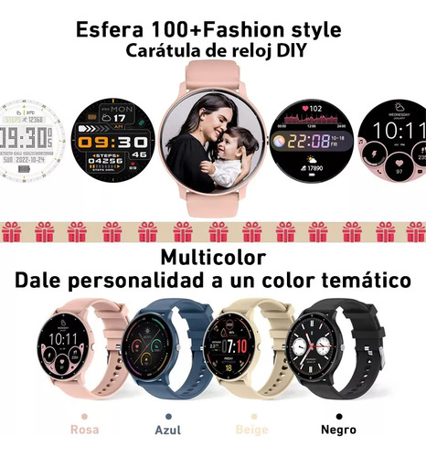 Smartwatch Reloj De Silicona De Moda S32 Reloj Deportivo Int Caja Dorado Correa Rosa Bisel Dorado.