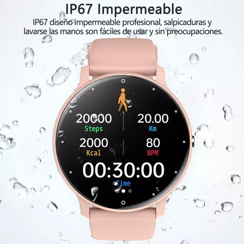 Smartwatch Reloj De Silicona De Moda S32 Reloj Deportivo Int Caja Dorado Correa Rosa Bisel Dorado.