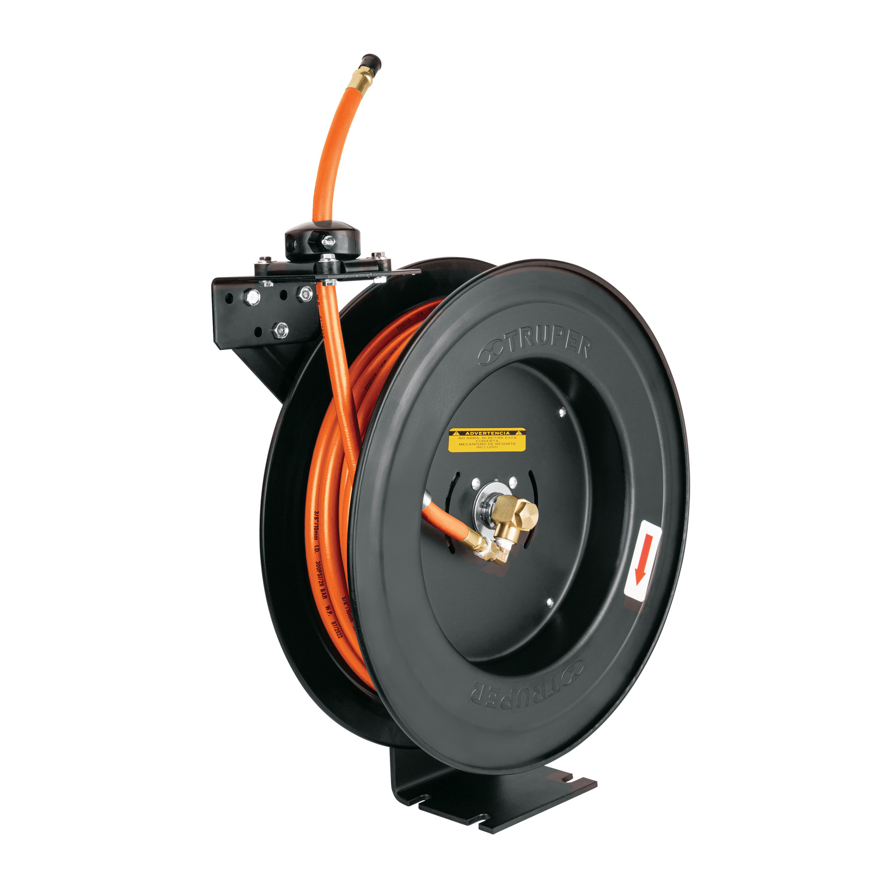 Manguera para compresor de hule Truper15m x 3/8 pul carrete retráctil 10388