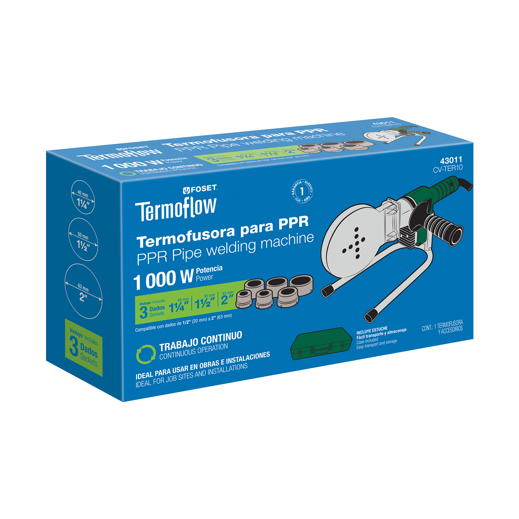 Termofusora Foset de 1000 W para PPR 43011 verde