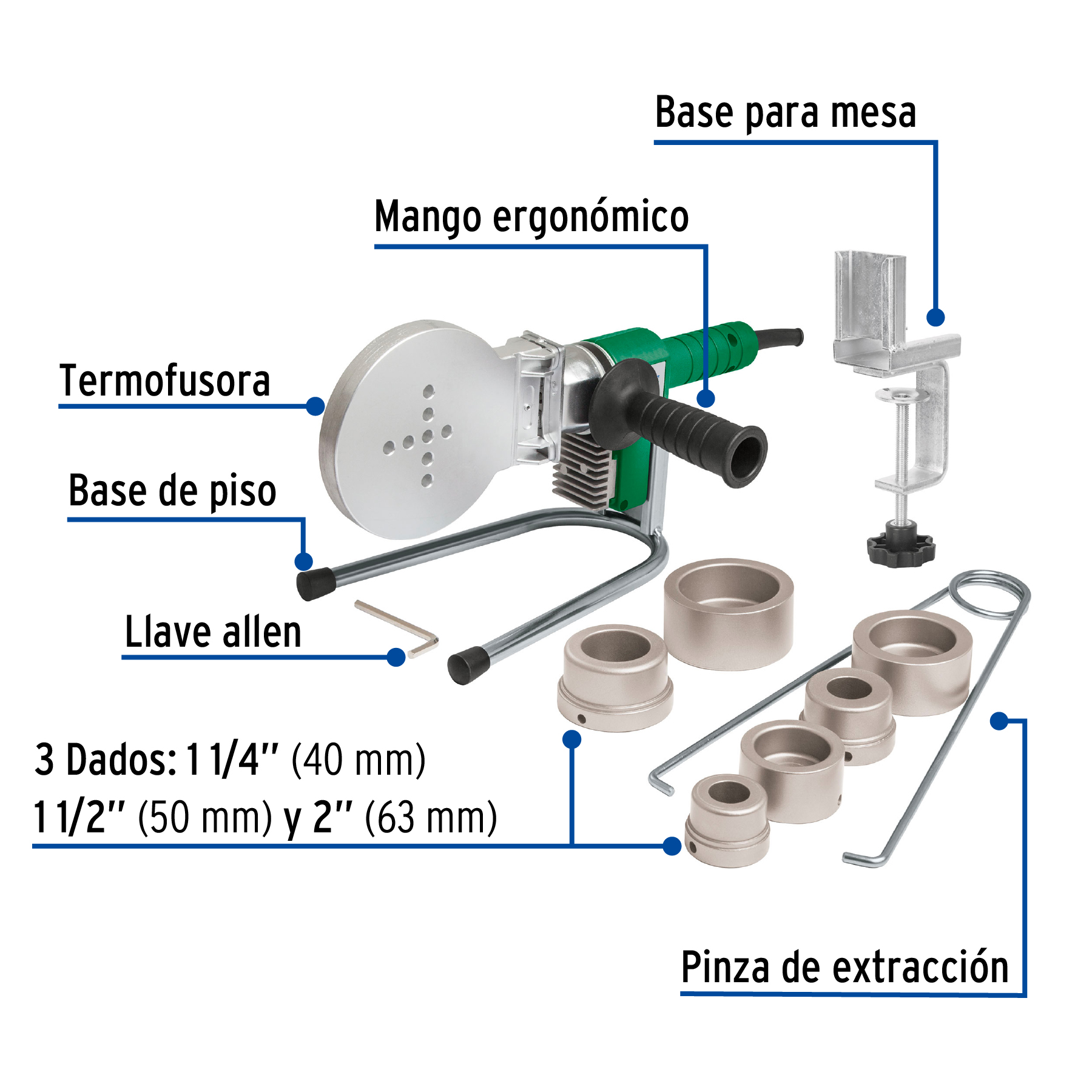 Termofusora Foset de 1000 W para PPR 43011 verde
