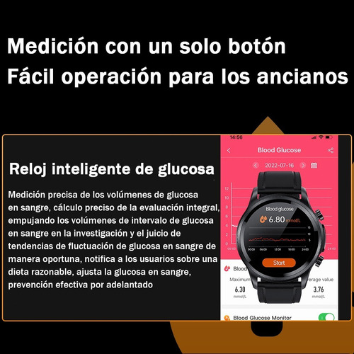 Reloj Inteligente Deportivo Para Glucosa En La Sangre Ecg.
