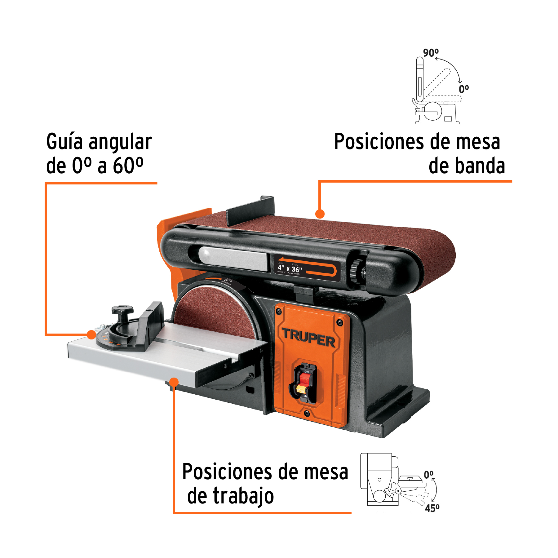 Lijadora de banda y disco Truper 4 x 6c pul 1/2 HP (375 W) 12110