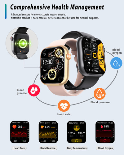 Relojes Inteligente Yang wiera F57 Glucosa Bluetooth Al Agua Mujer/hombre Color De La Caja Negro Color De La Correa Negro Color Del Bisel Negro.
