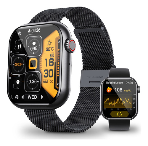 Relojes Inteligente Yang wiera F57 Glucosa Bluetooth Al Agua Mujer/hombre Color De La Caja Negro Color De La Correa Negro Color Del Bisel Negro.