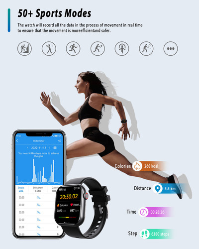 Relojes Inteligente Yang wiera F57 Glucosa Bluetooth Al Agua Mujer/hombre Color De La Caja Negro Color De La Correa Negro Color Del Bisel Negro.