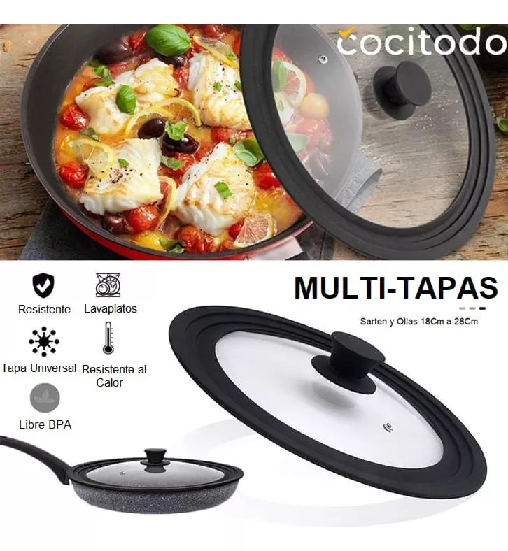 Tapas Multi-medida Para Ollas Y Sartenes De 18cm A 28 Cm.