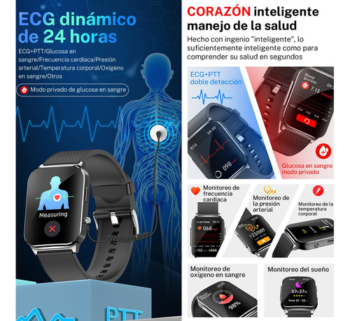 Reloj Inteligente Para Medir La Ritmo Cardiaco Y La Glucos.