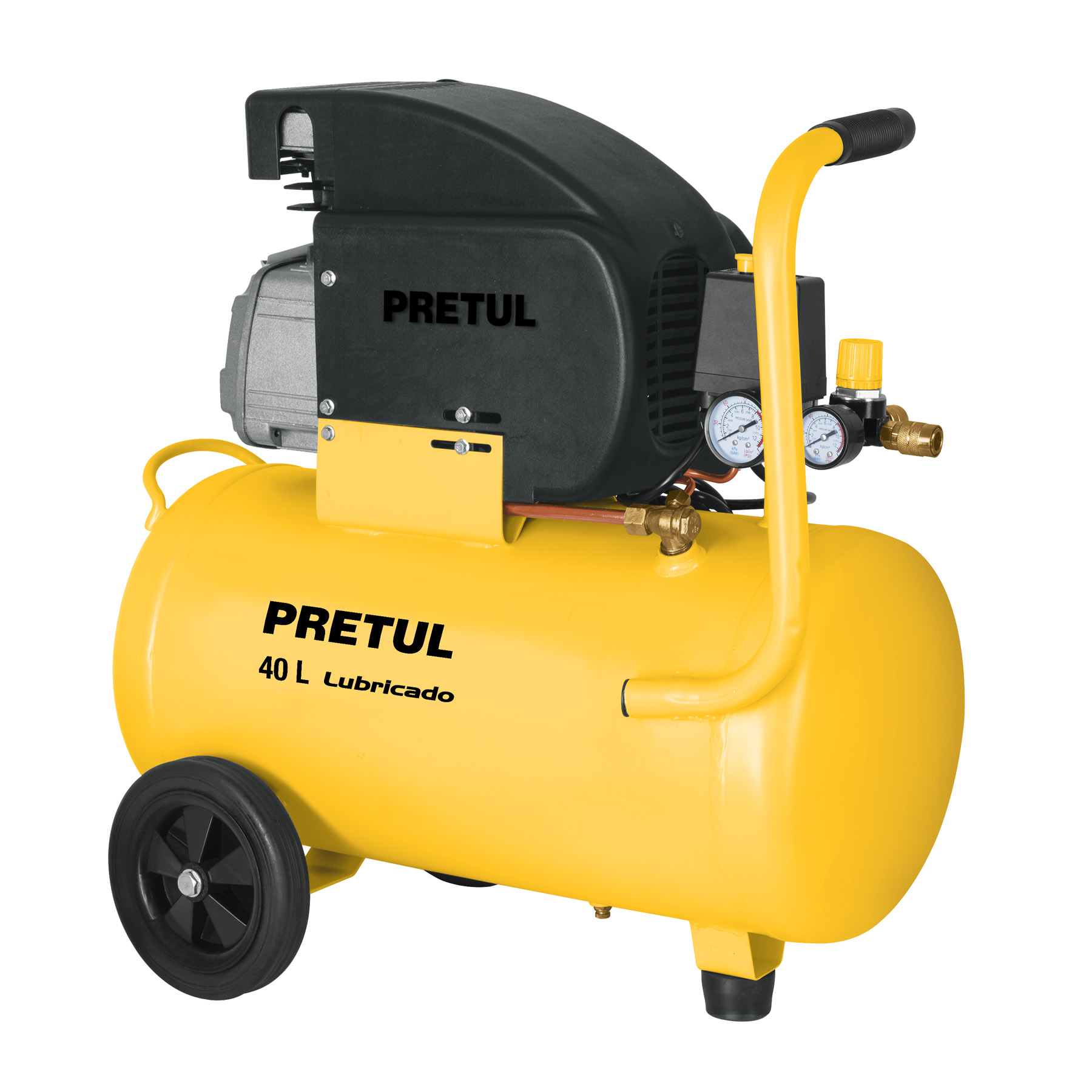 Compresor de aire lubricado horizontal Pretul 40L 3HP 127V 23066 amarillo