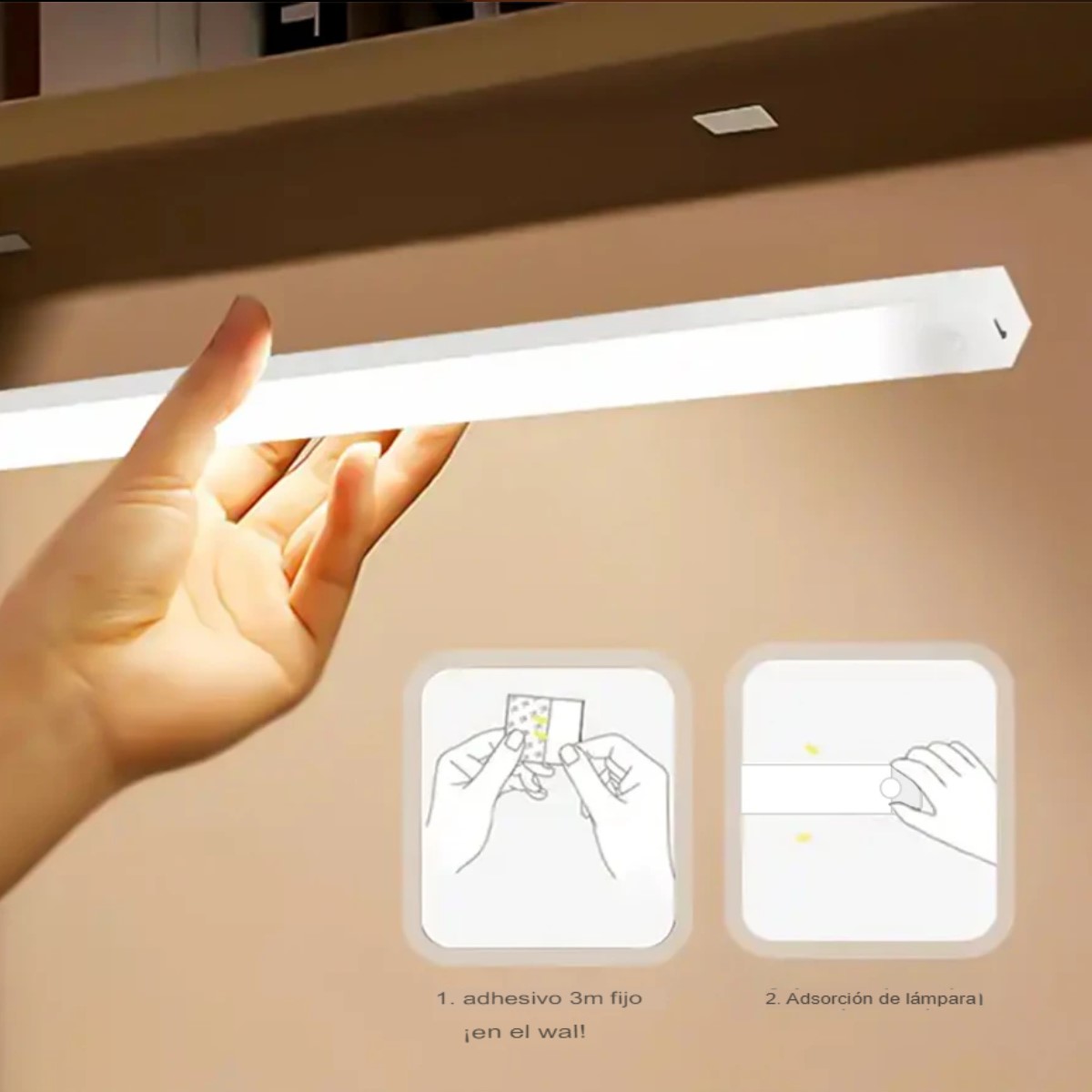 Luz LED inalámbrica recargable seguridad lampara Sensor movimiento sala, cuarto,armario, escaleras.